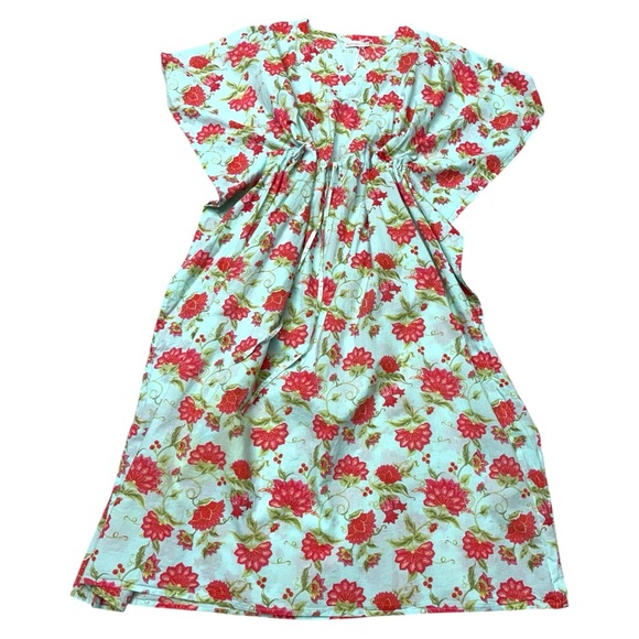 Mahogany Mint Floral Kaftan Maxi Dress One Size - Picture 11 of 13